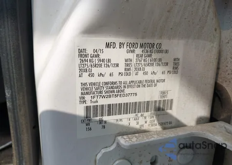 2015 Ford F-250 Lariat из США, поврежденный, VIN 1FT7W2BT5FED37775